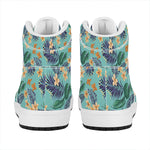 Vintage Hawaiian Aloha Pattern Print High Top Leather Sneakers