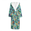 Vintage Hawaiian Aloha Pattern Print Hooded Bathrobe