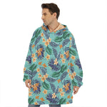 Vintage Hawaiian Aloha Pattern Print Hoodie Blanket
