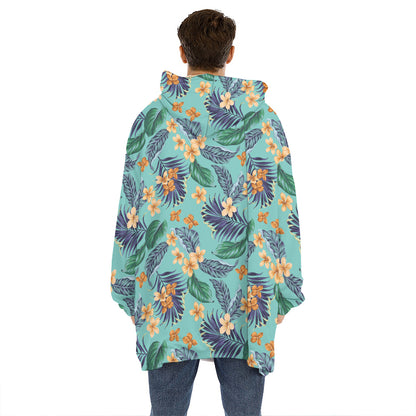 Vintage Hawaiian Aloha Pattern Print Hoodie Blanket
