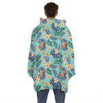 Vintage Hawaiian Aloha Pattern Print Hoodie Blanket