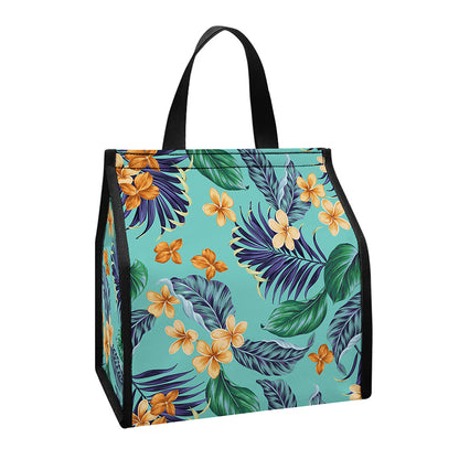 Vintage Hawaiian Aloha Pattern Print Insulated Lunch Tote