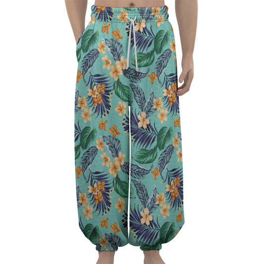 Vintage Hawaiian Aloha Pattern Print Lantern Pants