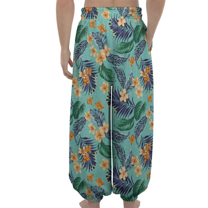 Vintage Hawaiian Aloha Pattern Print Lantern Pants