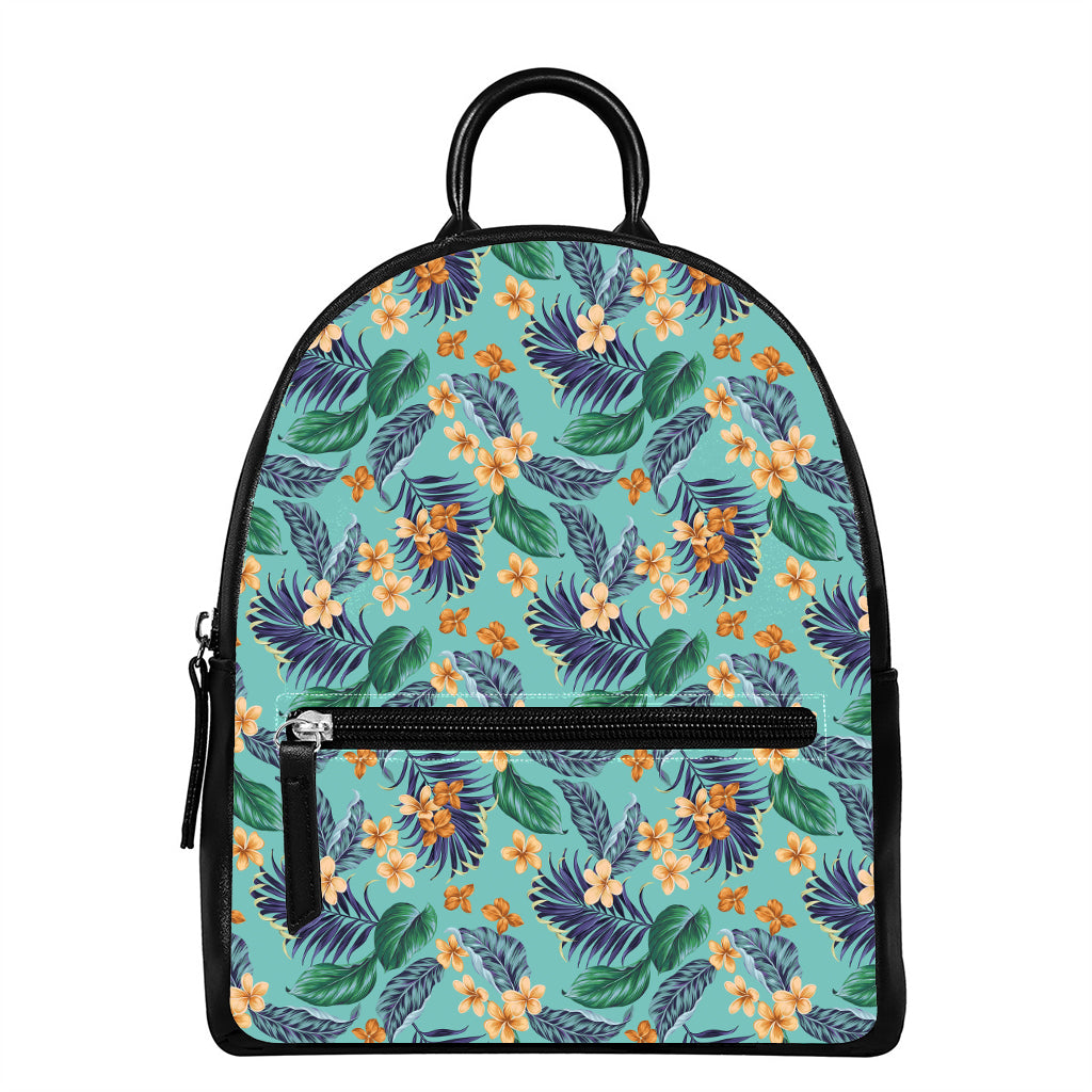 Vintage Hawaiian Aloha Pattern Print Leather Backpack