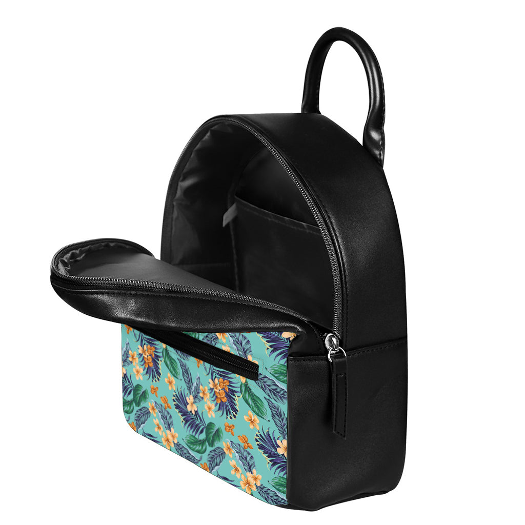 Vintage Hawaiian Aloha Pattern Print Leather Backpack