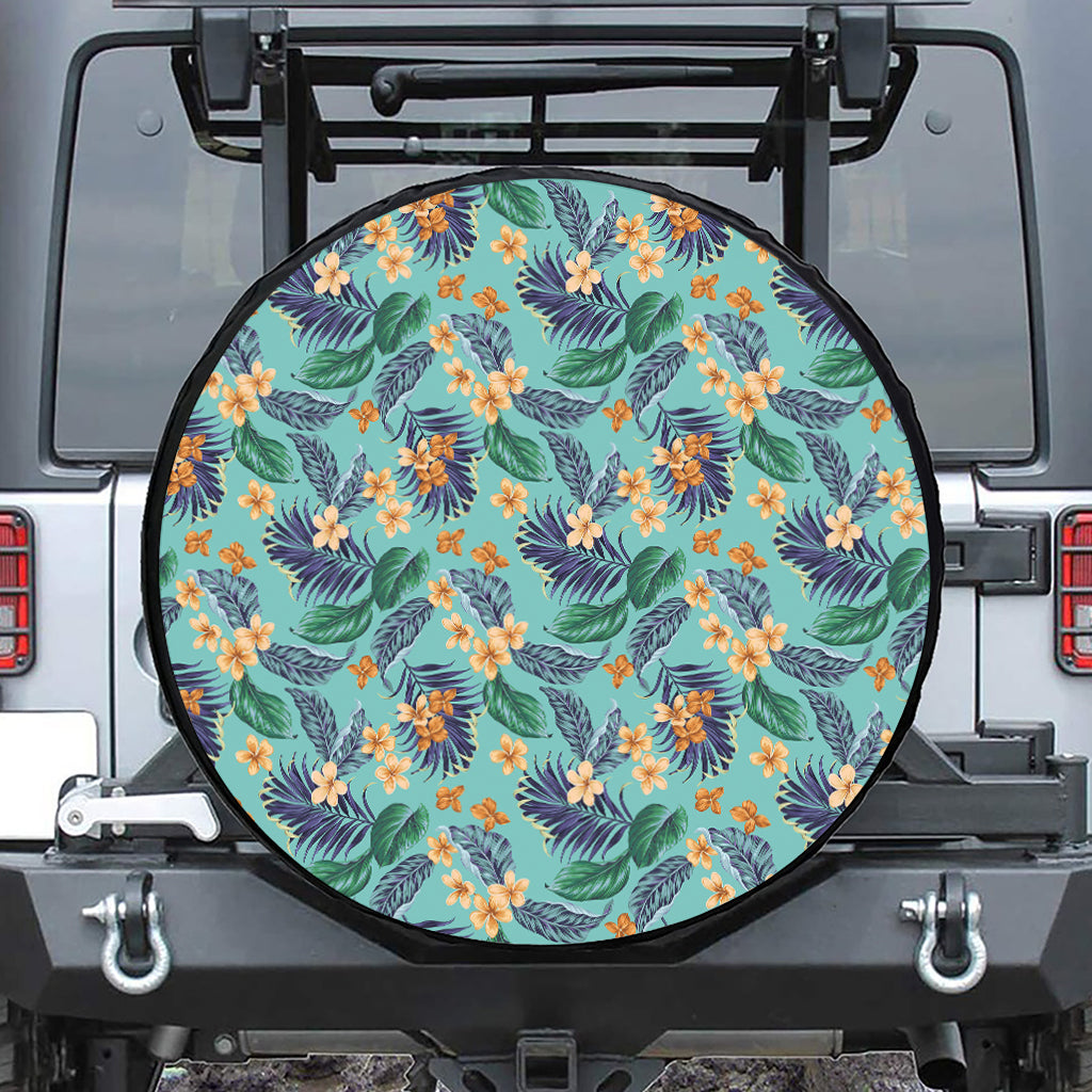 Vintage Hawaiian Aloha Pattern Print Leather Spare Tire Cover