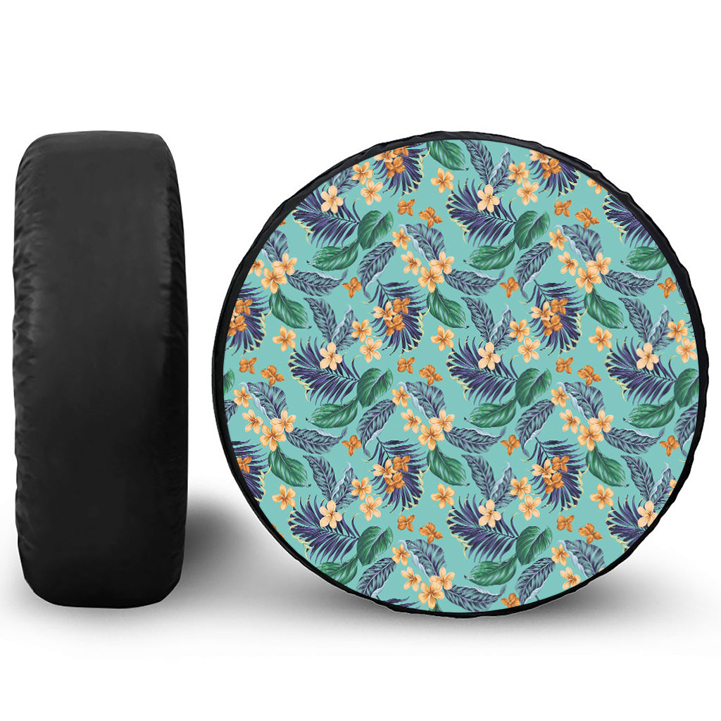 Vintage Hawaiian Aloha Pattern Print Leather Spare Tire Cover