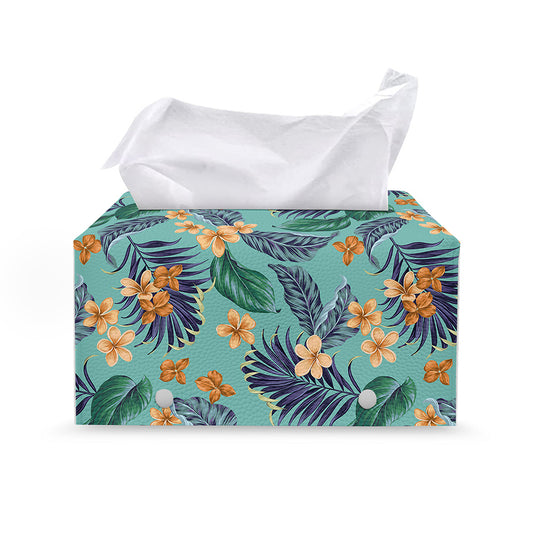 Vintage Hawaiian Aloha Pattern Print Leather Tissue Box Cover