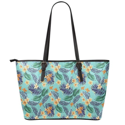 Vintage Hawaiian Aloha Pattern Print Leather Tote Bag