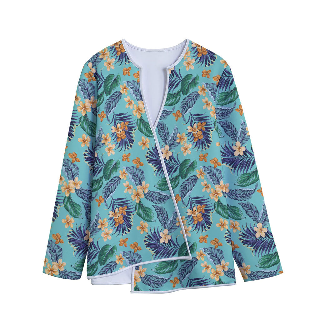 Vintage Hawaiian Aloha Pattern Print Long Sleeve Short Coat