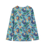 Vintage Hawaiian Aloha Pattern Print Long Sleeve Short Coat