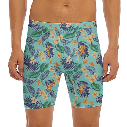 Vintage Hawaiian Aloha Pattern Print Men's Long Boxer Briefs
