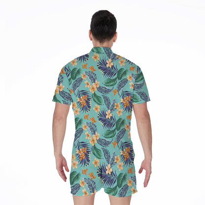 Vintage Hawaiian Aloha Pattern Print Men's Rompers