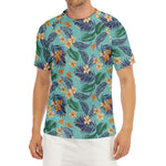 Vintage Hawaiian Aloha Pattern Print Men's Short Sleeve Rash Guard