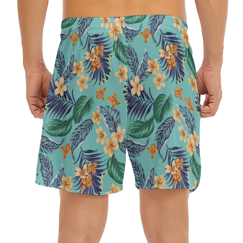 Vintage Hawaiian Aloha Pattern Print Men's Split Running Shorts