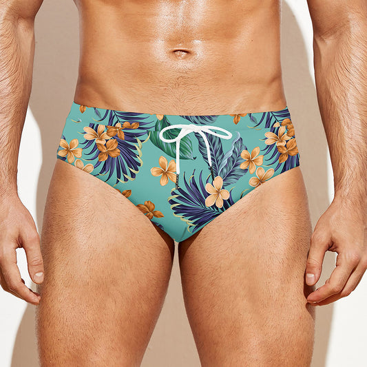Vintage Hawaiian Aloha Pattern Print Men's Swim Briefs