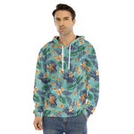 Vintage Hawaiian Aloha Pattern Print Men's Velvet Pullover Hoodie