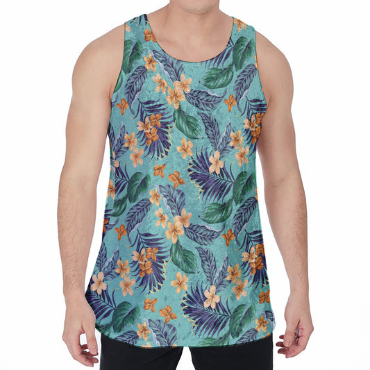 Vintage Hawaiian Aloha Pattern Print Men's Velvet Tank Top
