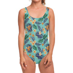 Vintage Hawaiian Aloha Pattern Print One Piece Swimsuit
