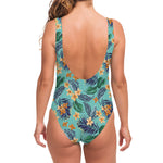 Vintage Hawaiian Aloha Pattern Print One Piece Swimsuit