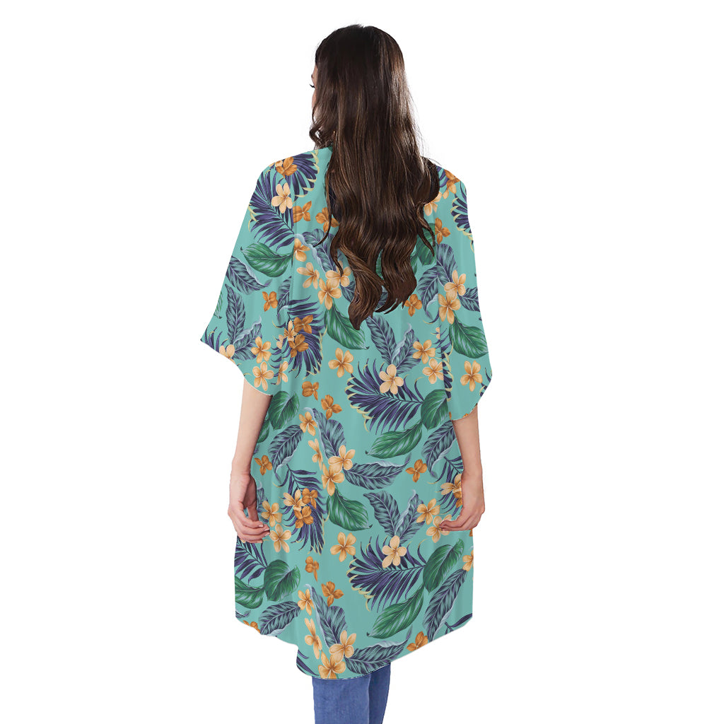 Vintage Hawaiian Aloha Pattern Print Open Front Beach Cover Up