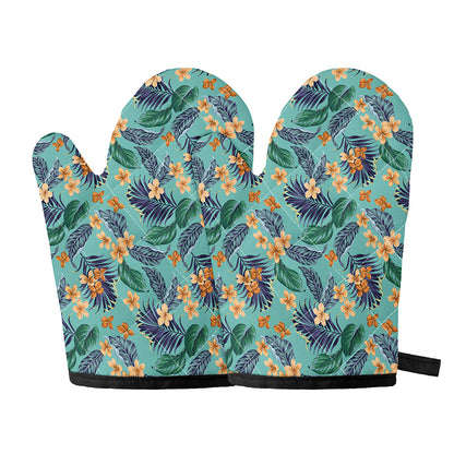 Vintage Hawaiian Aloha Pattern Print Oven Mitts