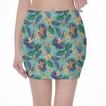 Vintage Hawaiian Aloha Pattern Print Pencil Mini Skirt