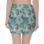 Vintage Hawaiian Aloha Pattern Print Pencil Mini Skirt