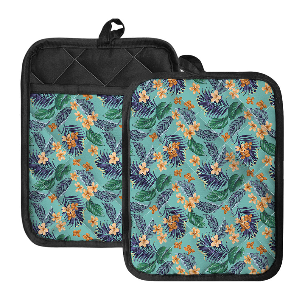 Vintage Hawaiian Aloha Pattern Print Pot Holders With Pocket