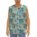 Vintage Hawaiian Aloha Pattern Print Sleeveless Baseball Jersey
