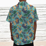 Vintage Hawaiian Aloha Pattern Print Textured Short Sleeve Shirt