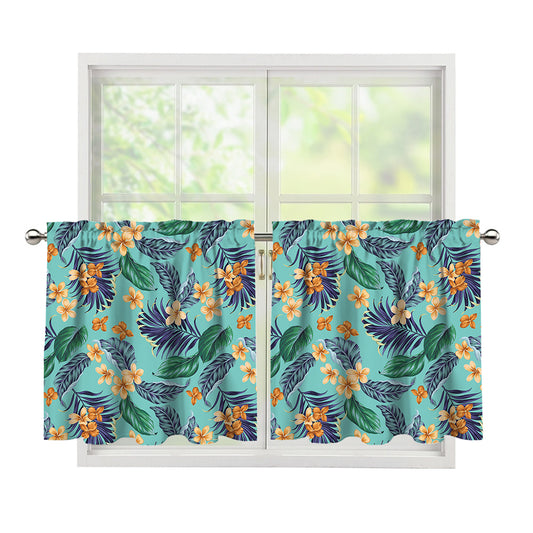 Vintage Hawaiian Aloha Pattern Print Tier Curtains