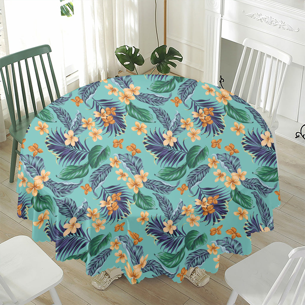 Vintage Hawaiian Aloha Pattern Print Waterproof Round Tablecloth