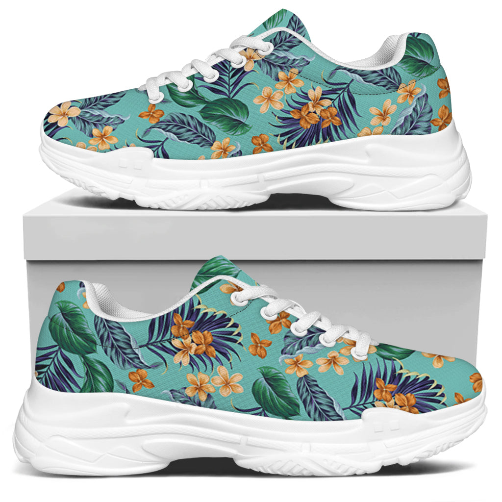 Vintage Hawaiian Aloha Pattern Print White Chunky Shoes
