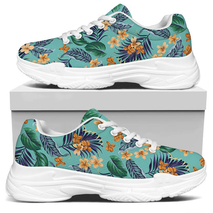 Vintage Hawaiian Aloha Pattern Print White Chunky Shoes