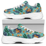 Vintage Hawaiian Aloha Pattern Print White Chunky Shoes