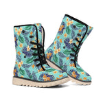 Vintage Hawaiian Aloha Pattern Print Winter Boots