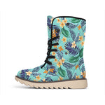 Vintage Hawaiian Aloha Pattern Print Winter Boots
