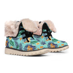 Vintage Hawaiian Aloha Pattern Print Winter Boots