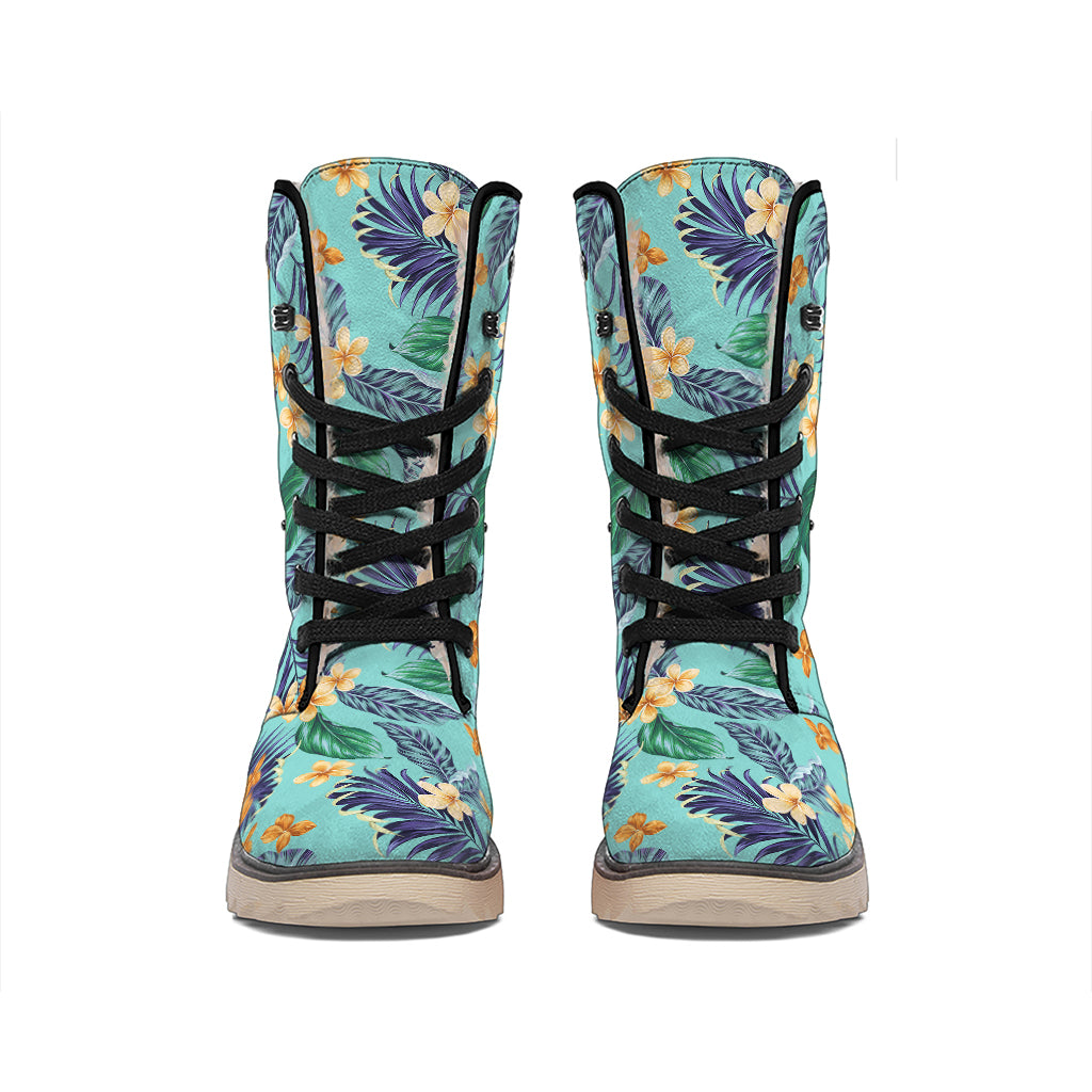Vintage Hawaiian Aloha Pattern Print Winter Boots