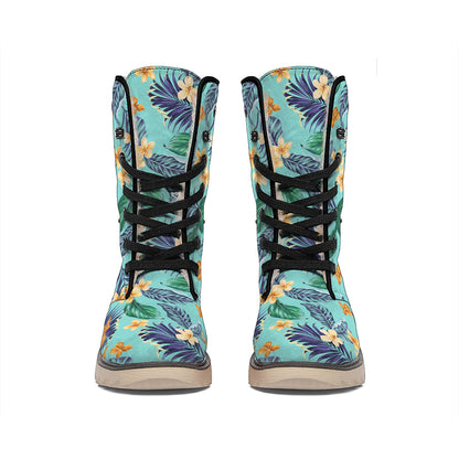Vintage Hawaiian Aloha Pattern Print Winter Boots