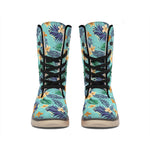 Vintage Hawaiian Aloha Pattern Print Winter Boots