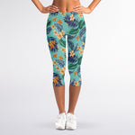 Vintage Hawaiian Aloha Pattern Print Women's Capri Leggings