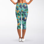 Vintage Hawaiian Aloha Pattern Print Women's Capri Leggings