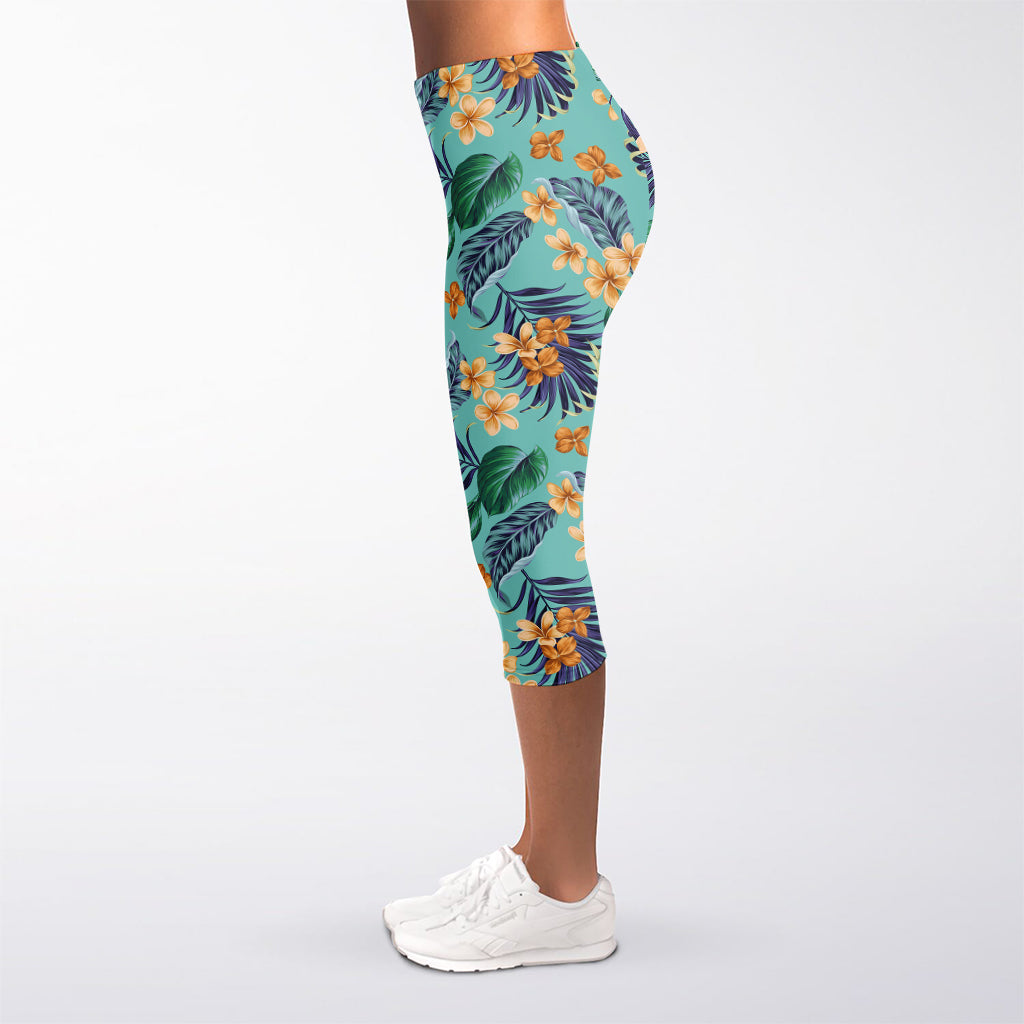 Vintage Hawaiian Aloha Pattern Print Women's Capri Leggings