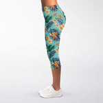 Vintage Hawaiian Aloha Pattern Print Women's Capri Leggings