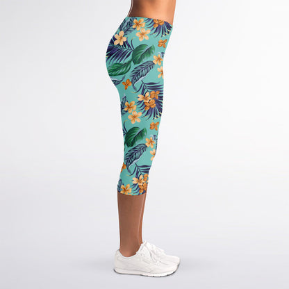 Vintage Hawaiian Aloha Pattern Print Women's Capri Leggings