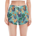 Vintage Hawaiian Aloha Pattern Print Women's Split Running Shorts