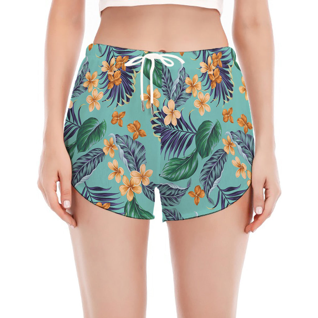 Vintage Hawaiian Aloha Pattern Print Women's Split Running Shorts